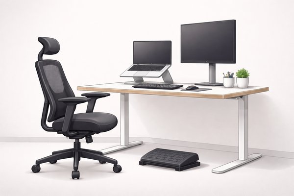 Postazione ergonomica di riferimento vista di lato