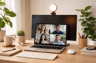 Key light LED per videoconferenze su un monitor da ufficio