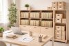 Mobile archivio d'ufficio con cartelle sospese ordinate e scatole archivio
